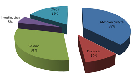 Gráfica que muestra la distribución por perfil profesional