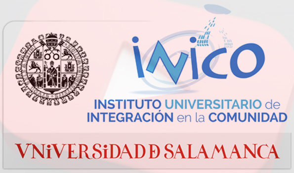 Logotipo del INICO sobre un fondo del canal de vídeos de youtube.