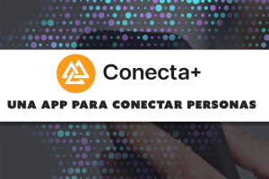 Logo de Conecta+ un círculo naranja que tiene dentro varios triángulos blancos